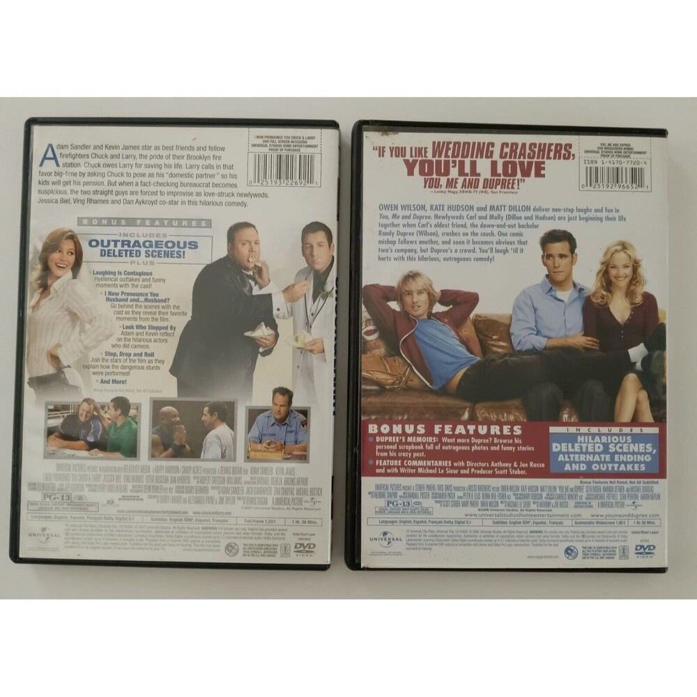 You, Me and Dupree & Chuck & Larry Movies 2 DVD's Included - Picture 2 of 3